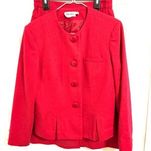 Sherbet 2pc Skirt suit.Vibrant Red.Cute Holiday Set
